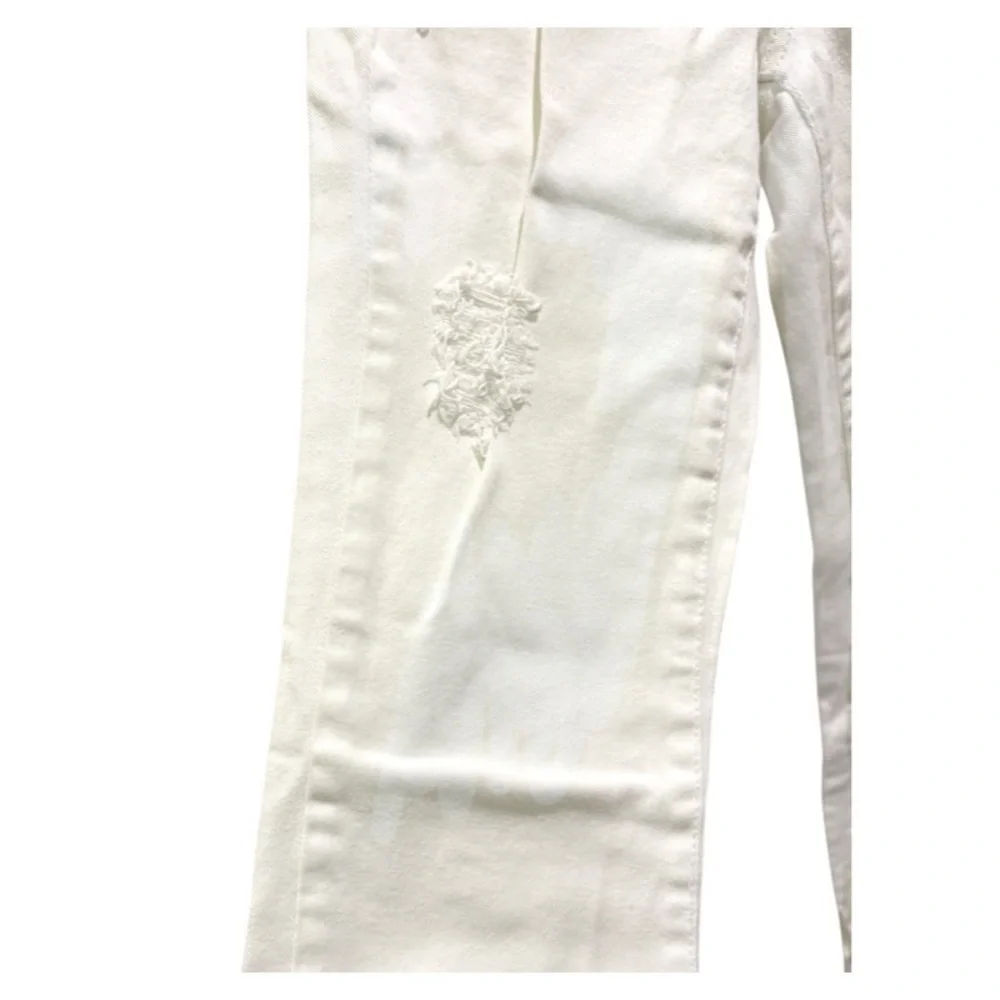 Aqua Jeans White Skinny Distressed Style Jeans Black Label Size 27